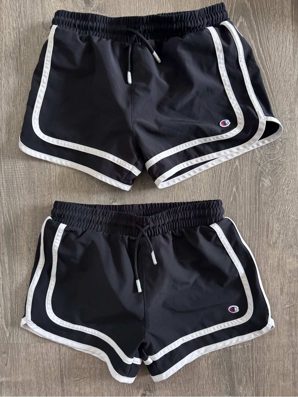 Champion Black Kids Athletic Dolphin Shorts with White Trim Bundle